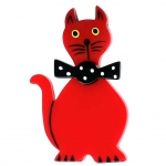 broche chat dandy rouge et noir