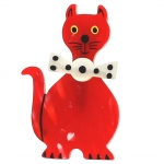 broche chat dandy rouge flamme