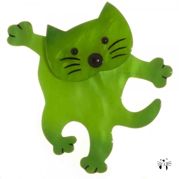 broche chat dansant vert