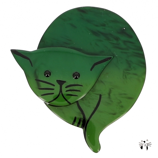 broche chat double lune vert 0001
