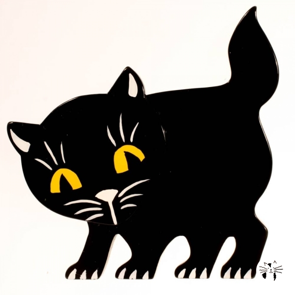 broche chat ebahi noir