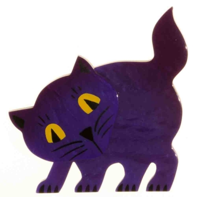 broche chat ebahi violet