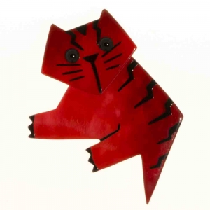 broche chat electro rouge