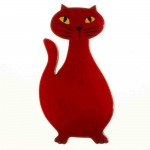 broche chat flacon rouge