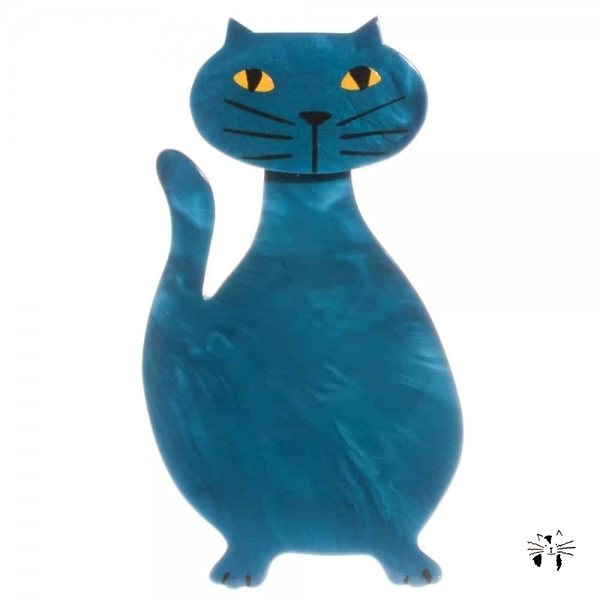 broche chat flacon turquoise