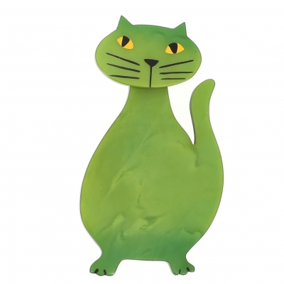 broche chat flacon vert