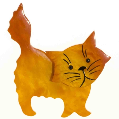 broche chat fripon jaune