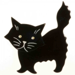 broche chat fripon noir