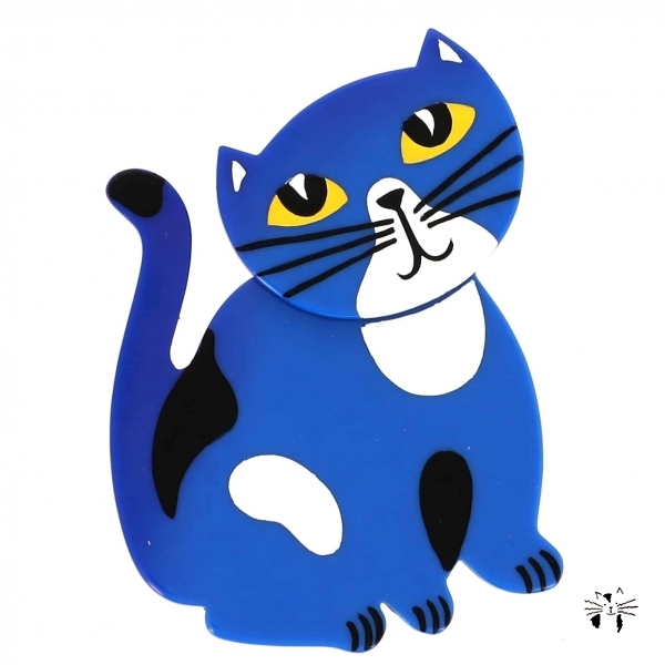 broche chat gandou bleu