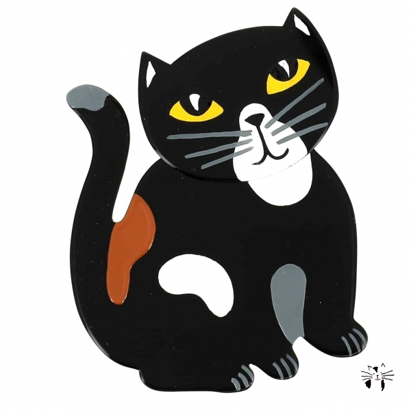 broche chat gandou noir
