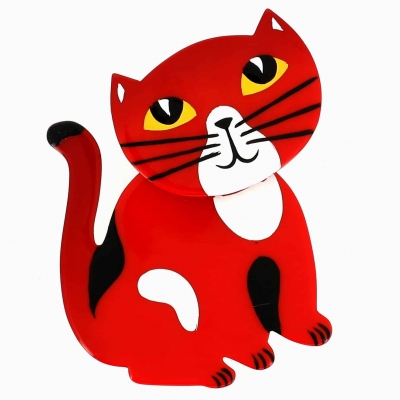 broche chat gandou rouge