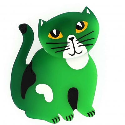 broche chat gandou vert