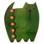 broche chat japonais vert