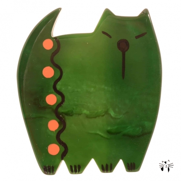 broche chat japonais vert