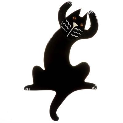 broche chat jazzy noir