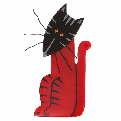 broche chat kikio rouge et noir