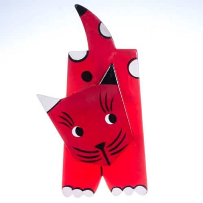 broche chat lego rouge