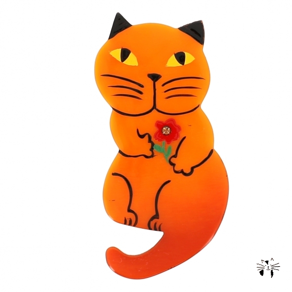 broche chat leon orange