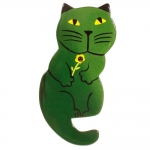 broche chat leon vert