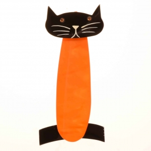 broche chat long orange et noir