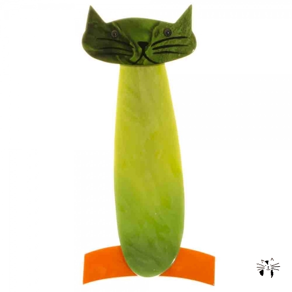 broche chat long vert vert orange