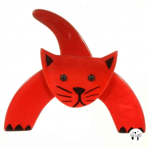 broche chat loulou rouge