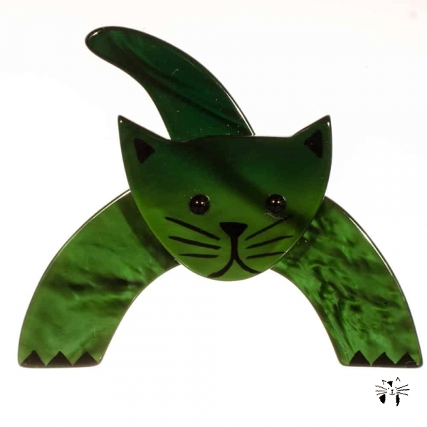 broche chat loulou vert