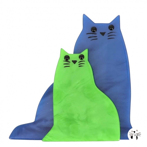 broche chat lovely bleu et vert