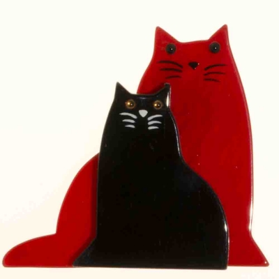 broche chat lovely rouge
