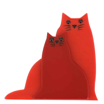 broche chat lovely rouge et brique