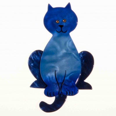 broche chat lucifer bleu