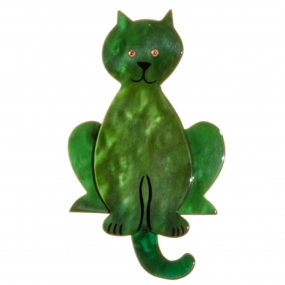 broche chat lucifer vert