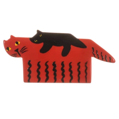 broche chat mere rouge