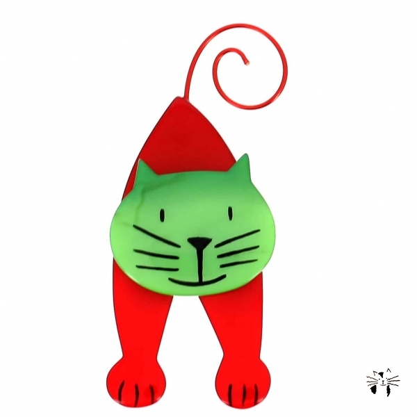 broche chat mirko rouge et vert