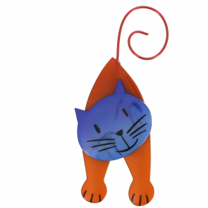 broche chat mirko roux et bleu