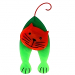 broche chat mirko vert et roux