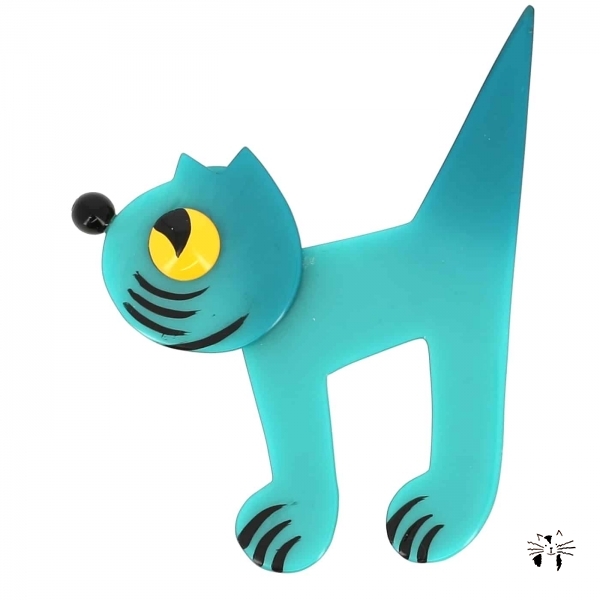 broche chat musico turquoise