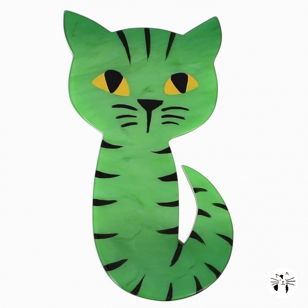 broche chat mystery vert