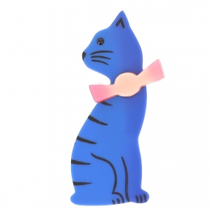 broche chat noeud bleu