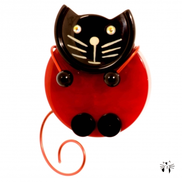 broche chat pao rouge