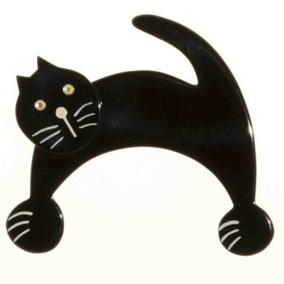 broche chat patou noir