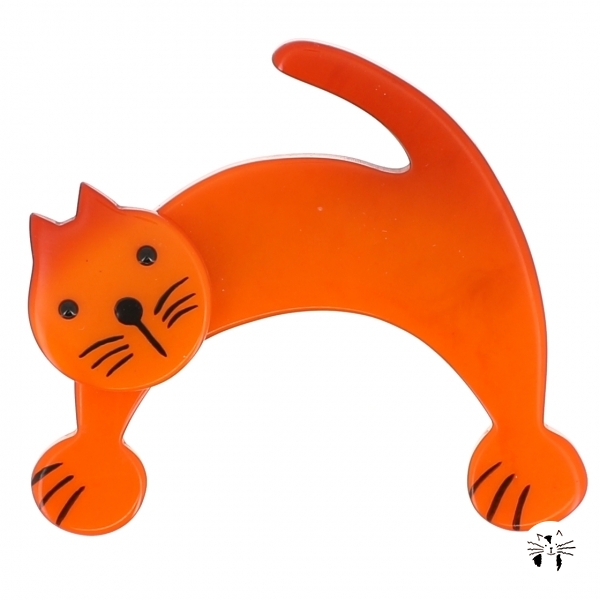 broche chat patou orange