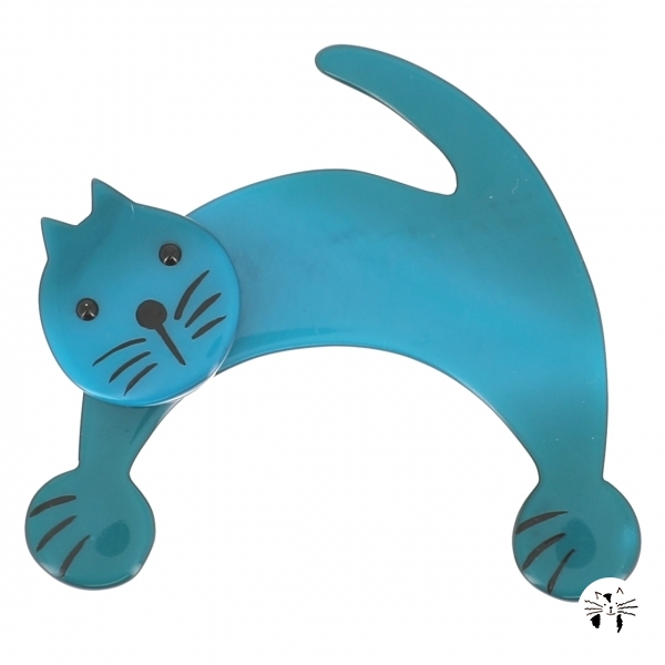broche chat patou turquoise