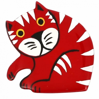 broche chat patte rouge