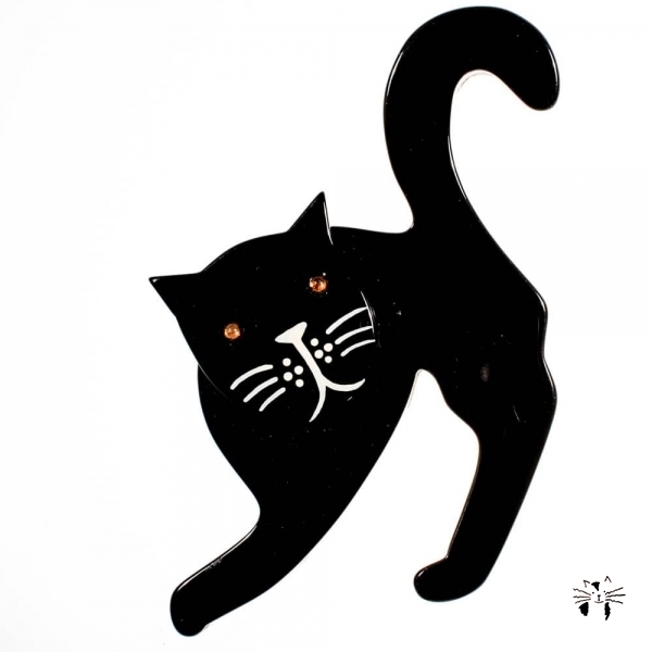 broche chat pise noir