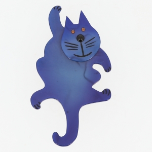 broche chat pitre bleu