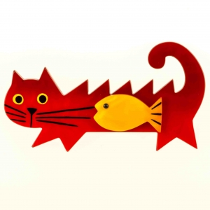 broche chat poisson rouge scaled