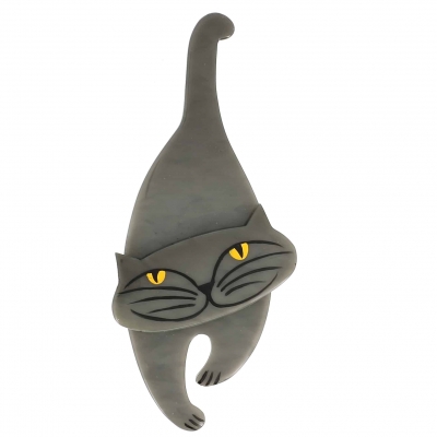 broche chat polo gris