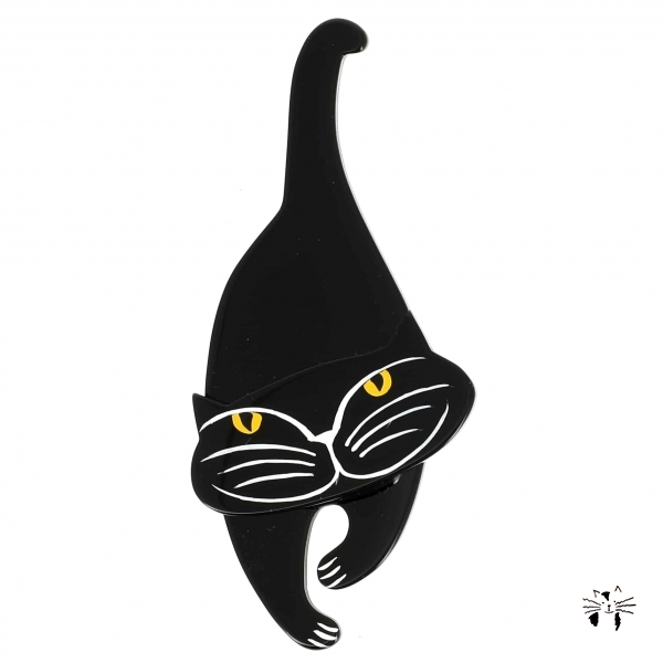broche chat polo noir