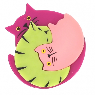 broche chat puzzle fuchsia anis rose